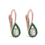 Halo Teardrop Bridal Earrings Lever back Pear Round Cubic zirconia 925 Sterling Silver