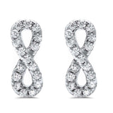 Crisscross Infinity Stud Earrings Round Cubic Zirconia 925 Sterling Silver