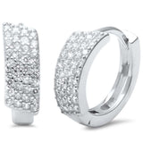 5mmx13mm Huggie Earrings Hoop 925 Sterling Silver Micro Pave Cubic Zirconia - Blue Apple Jewelry