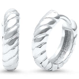 Braided Twisted Design Hoop Huggie Earrings 925 Sterling Silver
