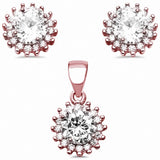 Halo Jewelry Set Round Simulated Cubic Zirconia 925 Sterling Silver Choose Color