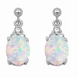 Dangling Earrings Oval Round Cubic Zirconia 925 Sterling Silver