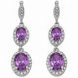 Halo Drop Dangle Chandelier Earring Oval Round Cubic Zirconia 925 Sterling Silver