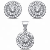 Halo Design Jewelry Set Round Cubic Zirconia 925 Sterling Silver Choose Color