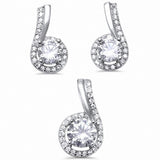Fashion Jewelry Set Round Cubic Zirconia 925 Sterling Silver