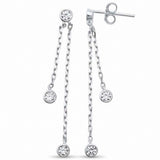 Hanging Earrings Round Simulated Cubic Zirconia Yard 925 Sterling Silver