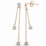 Hanging Earrings Round Simulated Cubic Zirconia Yard 925 Sterling Silver