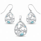 Nautical Starfish Jewelry Set Lab Created Opal 925 Sterling Silver