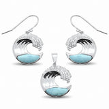 Larimar Wave Jewelry Set 925 Sterling Silver