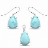 Jewelry Set Teardrop Pear Lab Created Opal 925 Sterling Silver