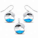 Wave Jewelry Set Lab Created Opal 925 Sterling Silver