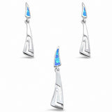 Jewelry Set Dangling Earring Pendant Greek Key Lab Created Opal 925 Sterling Silver