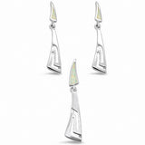 Jewelry Set Dangling Earring Pendant Greek Key Lab Created Opal 925 Sterling Silver