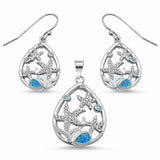 Nautical Starfish Jewelry Set Lab Created Opal 925 Sterling Silver