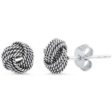 8mm Twisted Knot Stud Earrings 925 Sterling Silver Simple Plain Knot Braided Earring - Blue Apple Jewelry