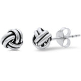 8mm Knot Stud Earrings 925 Sterling Silver Simple Plain Twisted Knot Braided Earring - Blue Apple Jewelry