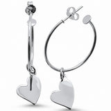 Dangling Heart Earrings Solid 925 Sterling Silver