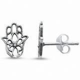Plain Hand of God Hamesh Stud Earrings Solid 925 Sterling Silver Choose Color