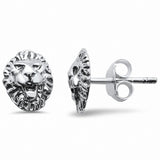 Lion Head Stud Earrings solid 925 Sterling Silver Lion Head Choose Color