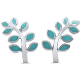 Leaf Earrings Simulated Rainbow Abalone 925 Sterling Silver Leaf Plant Stud Earring Choose Color