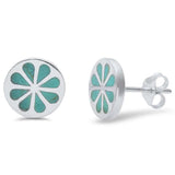 10mm Round Flower Earring 925 Sterling Silver Flower Stud Earrings Choose Color - Blue Apple Jewelry