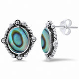 Solitaire Stud Earring Oval Simulaed CZ 925 Sterling Silver