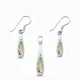 Teardrop Jewelry Set Simulated Stone Dangling Earrings Pendant 925 Sterling Silver