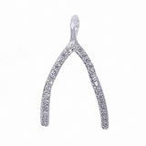 Wish Bone Pendant Round Cubic Zirconia 925 Sterling Silver Choose Color