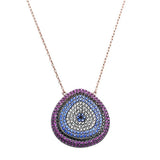 Multicolored Pendant Simulated Ruby Cubic Zirconia Rose Gold Plated 925 Sterling Silver - Blue Apple Jewelry