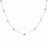 Muticolored Simulated Stone Cubic Zirconia by the Yard 925 Sterling Silver 18" Necklace