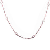 Fashion Necklace Round Bezel Set Cubic Zirconia 925 Sterling Silver Choose Color - Blue Apple Jewelry