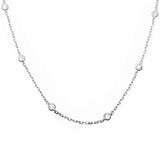 Fashion Necklace Round Bezel Set Cubic Zirconia 925 Sterling Silver Choose Color - Blue Apple Jewelry