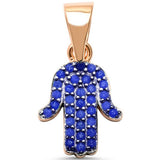 Hamsa Pendant Round Simulated Nano Stone 925 Sterling Silver
