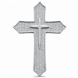 Hip Hop Cross Pendant Micro Pave Cubic Zirconia 2.25" Unisex Men Women Solid 925 Sterling Silver Choose Color