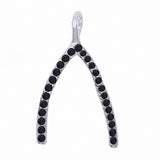 Wish Bone Pendant Round Cubic Zirconia 925 Sterling Silver Choose Color