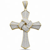 3" Cubic Zirconia Cross Pendant 925 Sterling Silver