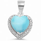 Halo Heart Pendant Charm Round Cubic Zirconia 925 Sterling Silver Choose Color