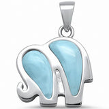 Elephant Pendant Charm Solid Lab Created Opal 925 Sterling Silver
