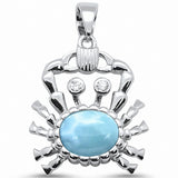 Crab Pendant Charm Lab Created Opal Solid 925 Sterling Silver