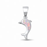 Dolphin Pendant Created Opal 925 Sterling Silver Choose Color