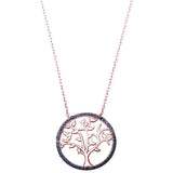 Round Tree of Life Pendant 18" Necklace Rose Yellow Gold Rhodium Plated 925 Sterling Silver Choose Color - Blue Apple Jewelry
