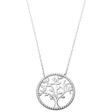 Round Tree of Life Pendant 18" Necklace Rose Yellow Gold Rhodium Plated 925 Sterling Silver Choose Color - Blue Apple Jewelry