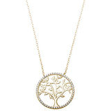 Round Tree of Life Pendant 18" Necklace Rose Yellow Gold Rhodium Plated 925 Sterling Silver Choose Color - Blue Apple Jewelry