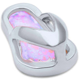 Flip Flop Pendant Created Opal 925 Sterling Silver Choose Color Sandal - Blue Apple Jewelry