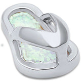 Flip Flop Pendant Created Opal 925 Sterling Silver Choose Color Sandal - Blue Apple Jewelry