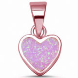 Solitaire Bezel Heart Pendant Created Opal 925 Sterling Silver Choose Color