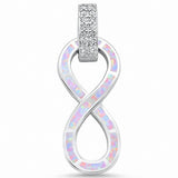 Infinity Pendant Lab Created Blue Opal Round Simulated Cubic Zirconia Accent 925 Sterling Silver