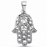 Filigree Plain Hand of God Pendant Charm Hamesh Hamsa 925 Sterling Silver