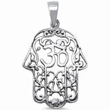 OM Filigree Hand of God Hamsa Pendant Charm Plain Simple 925 Sterling Silver Choose Color