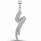 Fashion Pendant Curve Swirl Design Round Cubic Zirconia 925 Sterling Silver